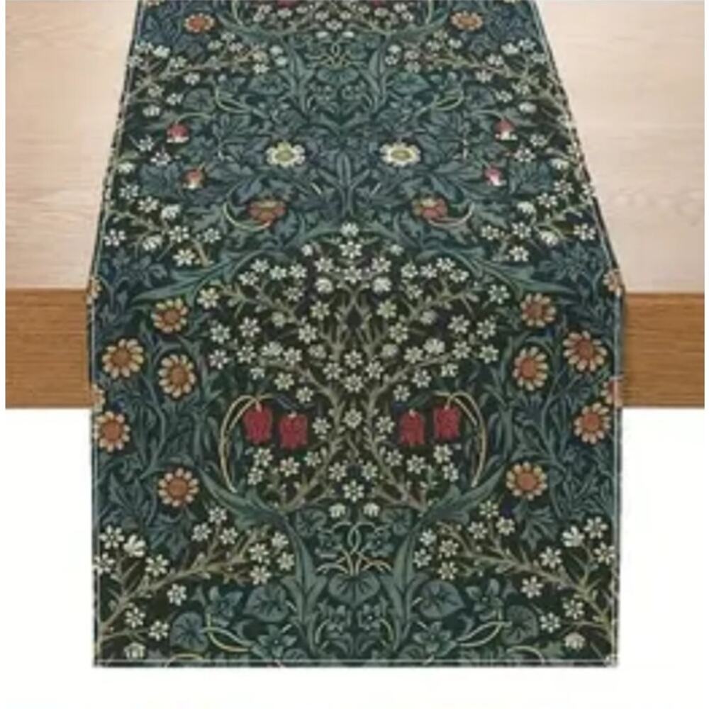 W Morris Floral Table Runner 13X72" Botanical Victorian Traditional Cottage Core